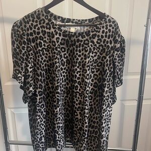 MK Leopard Petal Sleeve Top